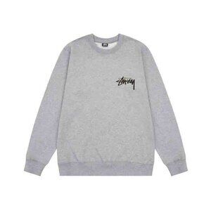 Men's Stussy Gray Printed Crew Neck Sweatshirt